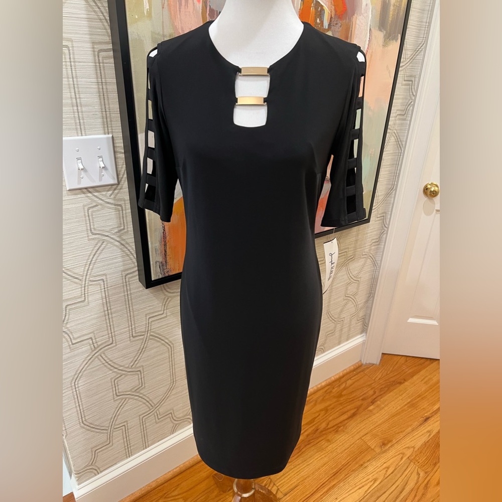 Joseph Ribkoff Womens Size 10 Navy Cut Out Dress Knee Length Style 163005 NWT